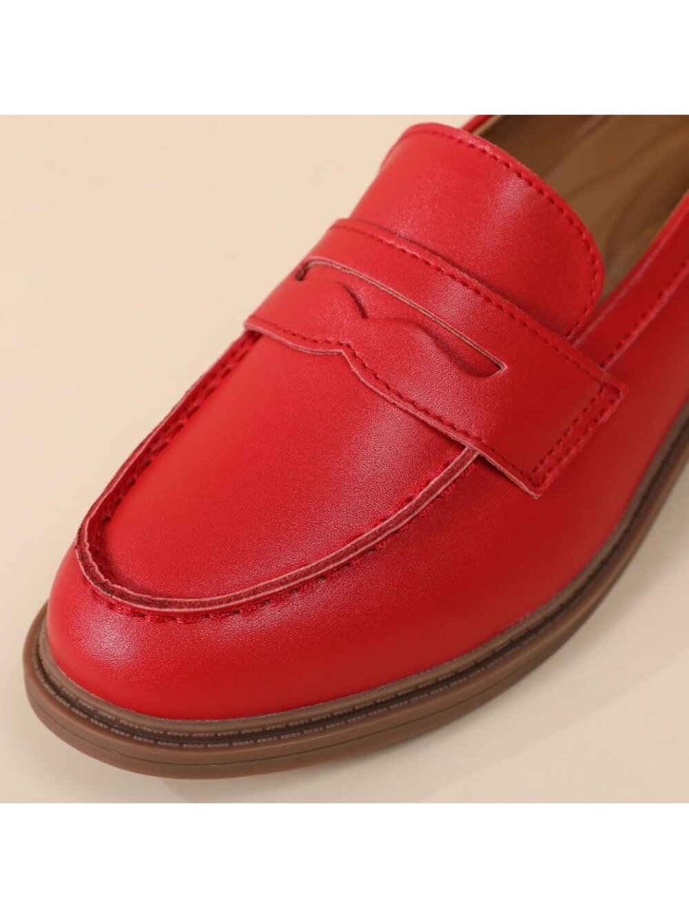Women's Red Casual Loafers & Slip-Ons Driving Flats Work Elegant Dress Shoes - Picture 5 of 6